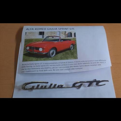 Scritta posteriore originale Alfa Romeo Giulia GTC